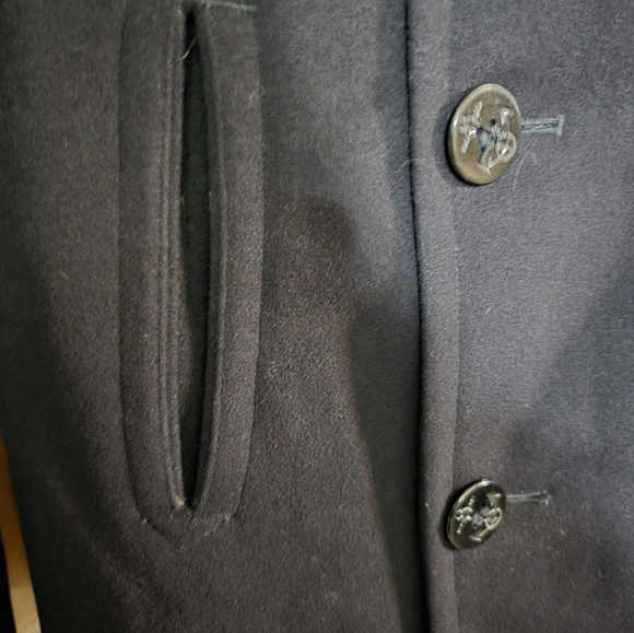 Vintage U.S. Navy Dark Blue Collared Jacket Coat Wool - Picture 11 of 12